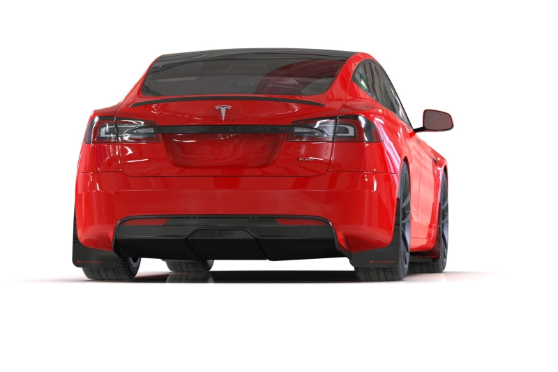 Rally Armor 21-25 Tesla Model S / S Plaid Black UR Mud Flap w/White Logo