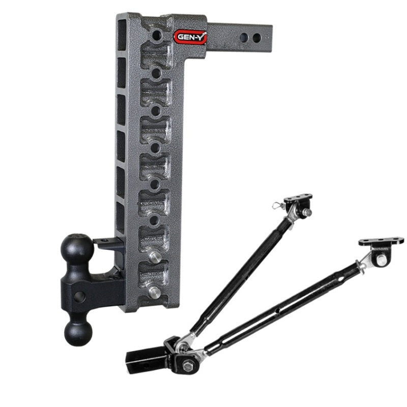 Gen-Y Mega Duty 2in Shank 17.5in Drop 16K Hitch w/Dual-Ball/Pintle Lock/Stabilizer Kit