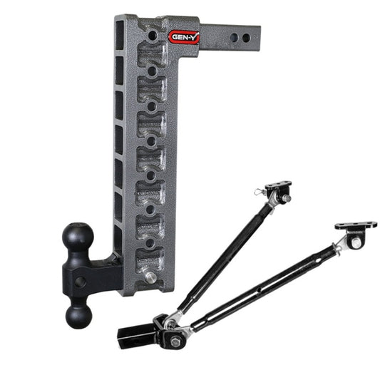 Gen-Y Mega Duty 2in Shank 17.5in Drop 2K TW 16K Hitch w/GH-051 Dual-Ball/GH-0100 Stabilizer Kit