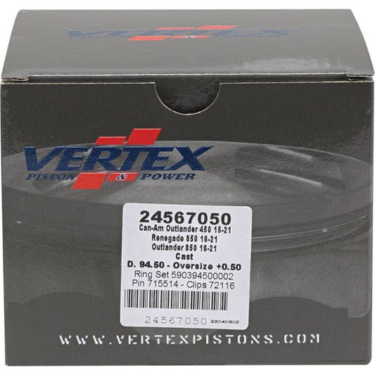 Vertex Piston 17-21 Can-Am Outlander 450 4x4 450cc +0.50mm Oversized Cast Replica Piston Kit