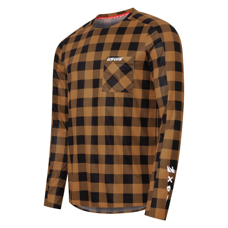 USWE Flannel Long Sleeve Lightweight Off-Road Jersey Bronze - XS