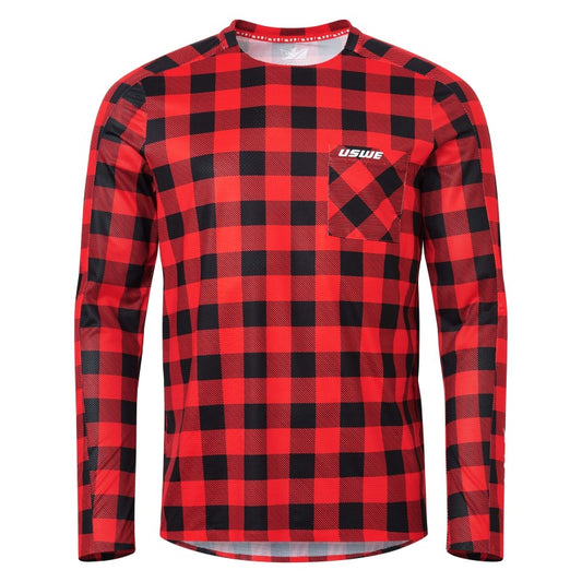 USWE Flannel Long Sleeve Lightweight Off-Road Jersey Flame Red - XS