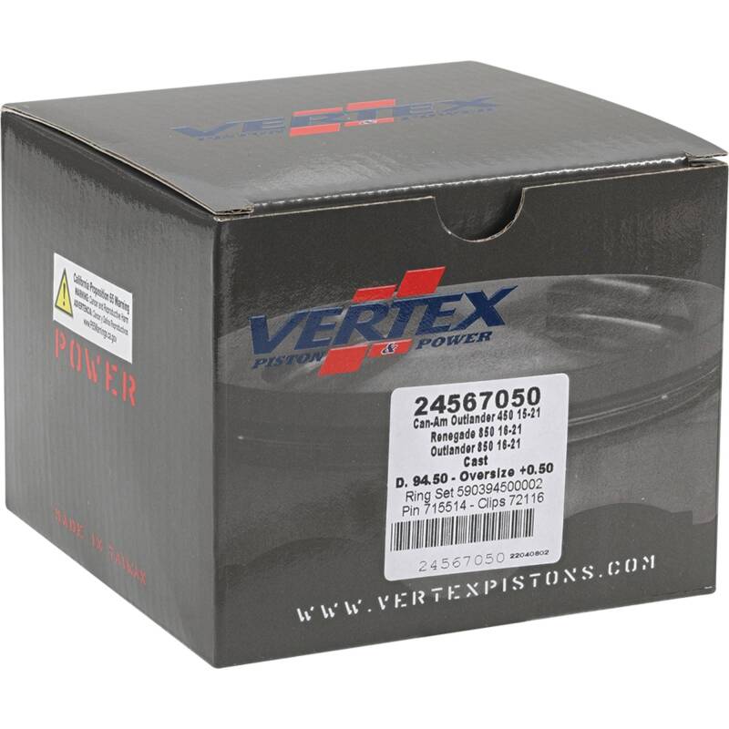 Vertex Piston 17-21 Can-Am Outlander 450 4x4 450cc +0.50mm Oversized Cast Replica Piston Kit