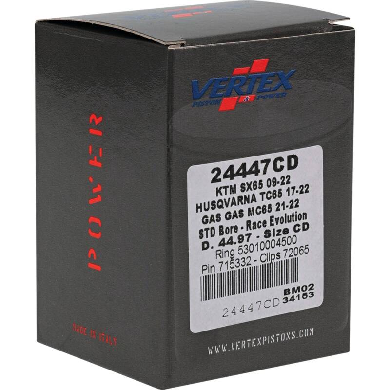 Vertex Piston 09-24 KTM 65 SX 65cc Cast Race Evolution Piston Kit