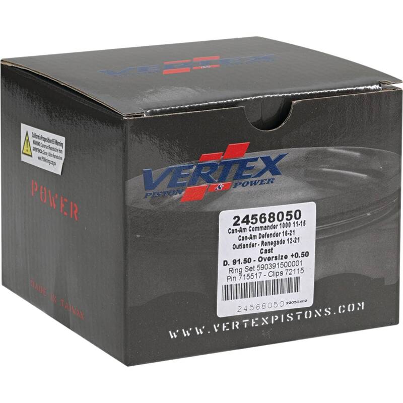 Vertex Piston 11-19 Can-Am Commander 1000 1000cc +0.50mm Oversized Cast Replica Piston Kit