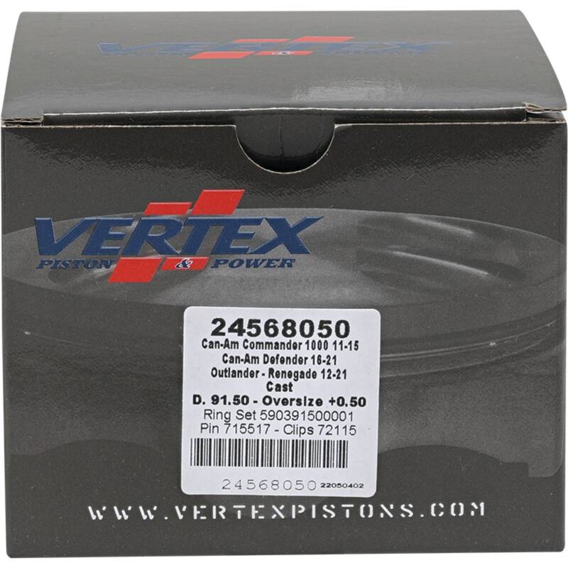 Vertex Piston 11-19 Can-Am Commander 1000 1000cc +0.50mm Oversized Cast Replica Piston Kit