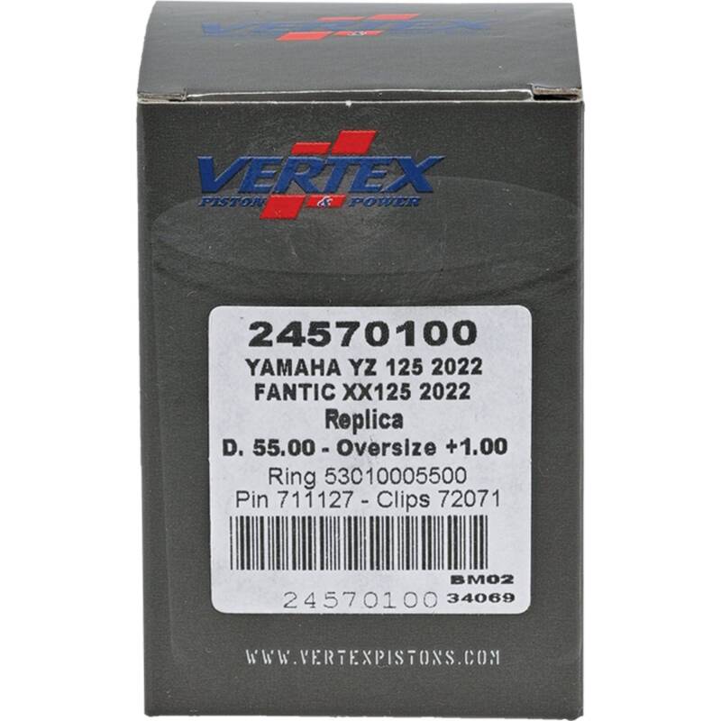 Vertex Piston 2023 Fantic Motor XE 125 125cc +1.00mm Oversized Cast Replica Piston Kit