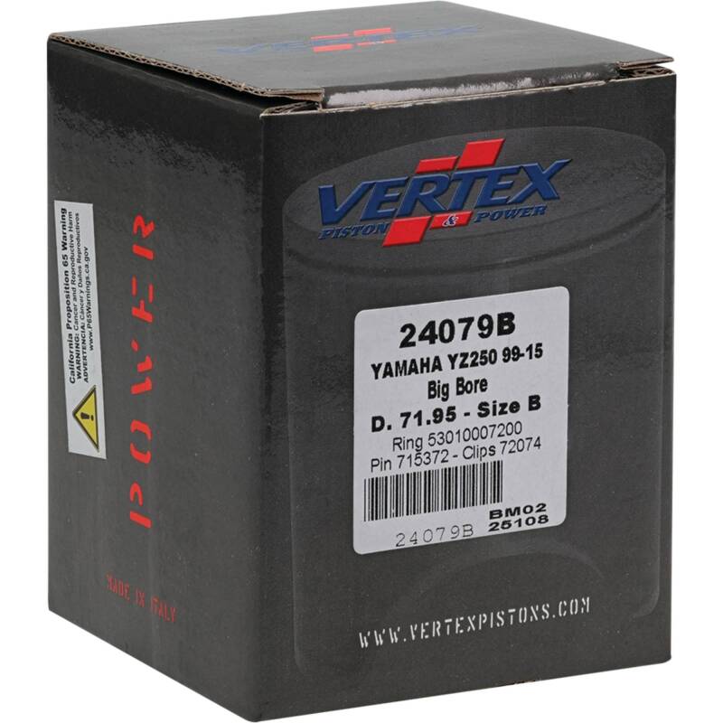 Vertex Piston 22-23 Fantic Motor XX 250 250cc +5.6mm Cast Big Bore Piston Kit 72mm. 295cc.