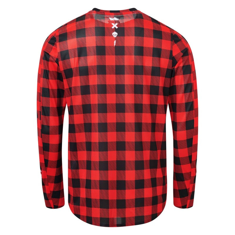 USWE Flannel Long Sleeve Lightweight Off-Road Jersey Flame Red - Large