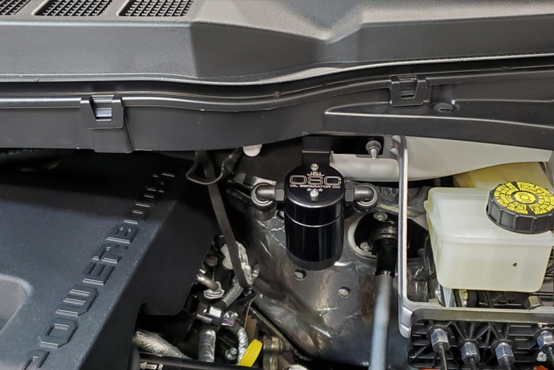 J&amp;L 2021-2023 Ford F-150 3.5L Passenger Side Oil Separator 3.0 - Black Anodized